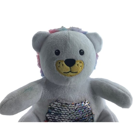 White Bear Sequin Tummy Belly Rainbow Silver Sand Filled 6" RMS International - Picture 6 of 7